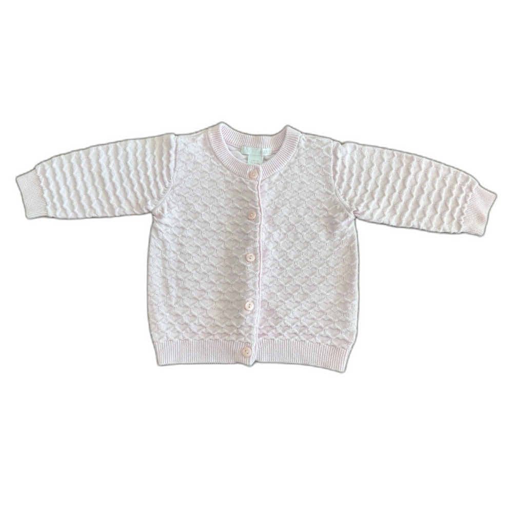 H&M Pink Heart Patterned Knit Cardigan Girls' 6-9 Months